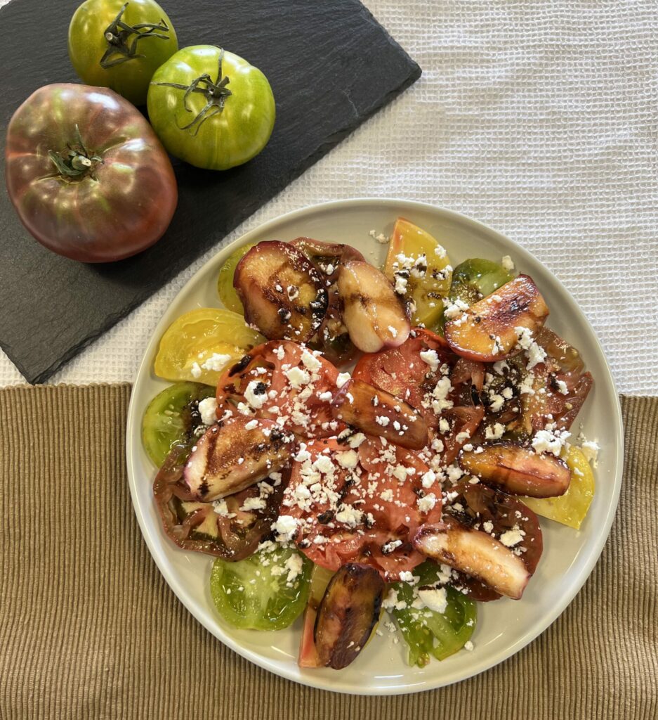 recette salade tomates peches poelées