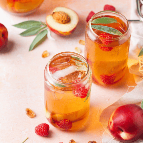 thé glacé peche framboise